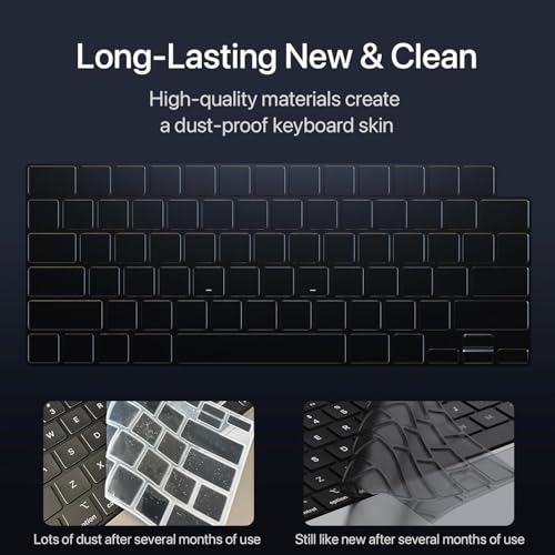OJOS Keyboard Cover Protector Skin for 2026 2025 M5 M4 M3 M2 MacBook Air 15" Air 13.6", MacBook Pro 14" 16" (A3241 A3240 A3112 A3185 A3401 A3186 A3403 A2941 A2681 A3114 A3113 A2442) - Translucent - Image 4