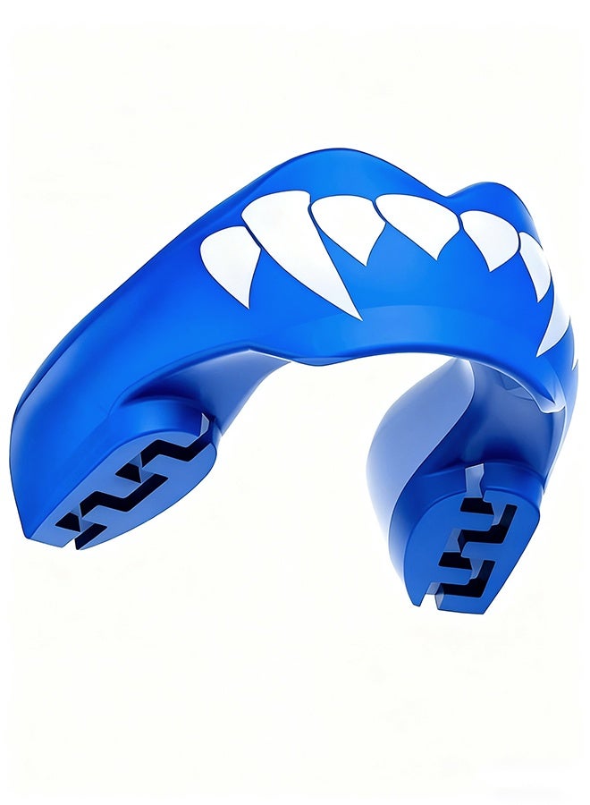 واقيات الفم الرياضية واقيات الفم المصنوعة من مادة إي في إيه واقيات الفم لتقويم الأسنان واقي الفم واقي الفم النحيف مع حافظة للملاكمة وكرة السلة ولاكروس وكرة القدم وفنون القتال المختلطة (أزرق) - Image 1