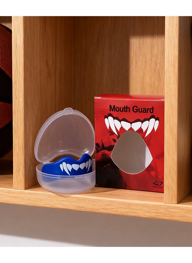 واقيات الفم الرياضية واقيات الفم المصنوعة من مادة إي في إيه واقيات الفم لتقويم الأسنان واقي الفم واقي الفم النحيف مع حافظة للملاكمة وكرة السلة ولاكروس وكرة القدم وفنون القتال المختلطة (أزرق) - Image 3