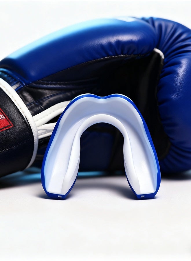 واقيات الفم الرياضية واقيات الفم المصنوعة من مادة إي في إيه واقيات الفم لتقويم الأسنان واقي الفم واقي الفم النحيف مع حافظة للملاكمة وكرة السلة ولاكروس وكرة القدم وفنون القتال المختلطة (أزرق) - Image 2