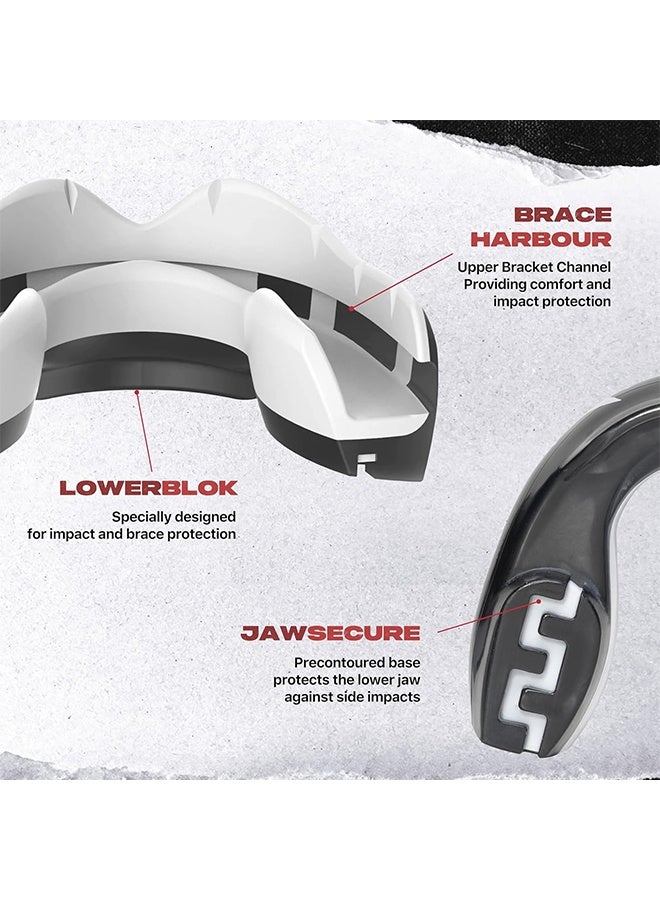 واقيات الفم الرياضية واقيات الفم المصنوعة من مادة إي في إيه واقيات الفم لتقويم الأسنان واقي الفم واقي الفم النحيف مع حافظة للملاكمة وكرة السلة ولاكروس وكرة القدم وفنون القتال المختلطة (أزرق) - Image 5