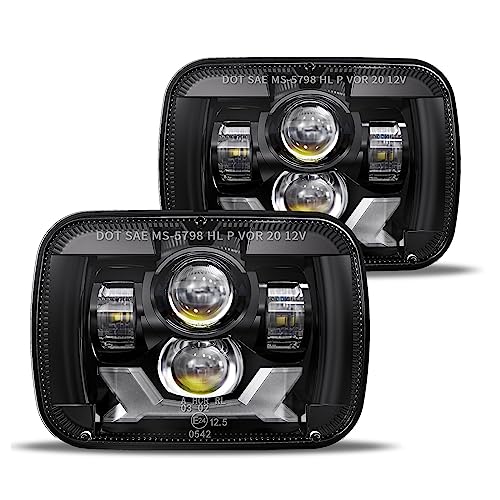 HWSTAR Pair 180W 1000% Bright H6054 5x7 7x6 Led Headlights Compatible with Jeep Cherokee XJ Wrangler YJ DOT Anti-glare DRL Turn Signal Hi/Low Sealed Beam Ford Chevy GMC Toyota Nissan Dodge etc Black - Image 1