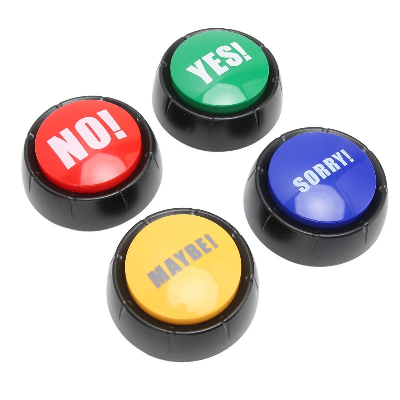 Dog Communication Buttons 4-Pack Pre-Recorded Voice Buttons - Multifunctional Pet Training Buzzer with YES NO SORRY MAYBE Sound Effects - ABS Durable Dog Talking Buttons for Interactive Play - Image 3