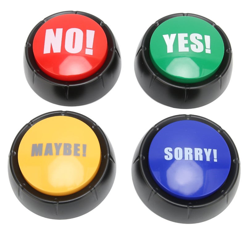 Dog Communication Buttons 4-Pack Pre-Recorded Voice Buttons - Multifunctional Pet Training Buzzer with YES NO SORRY MAYBE Sound Effects - ABS Durable Dog Talking Buttons for Interactive Play - Image 5