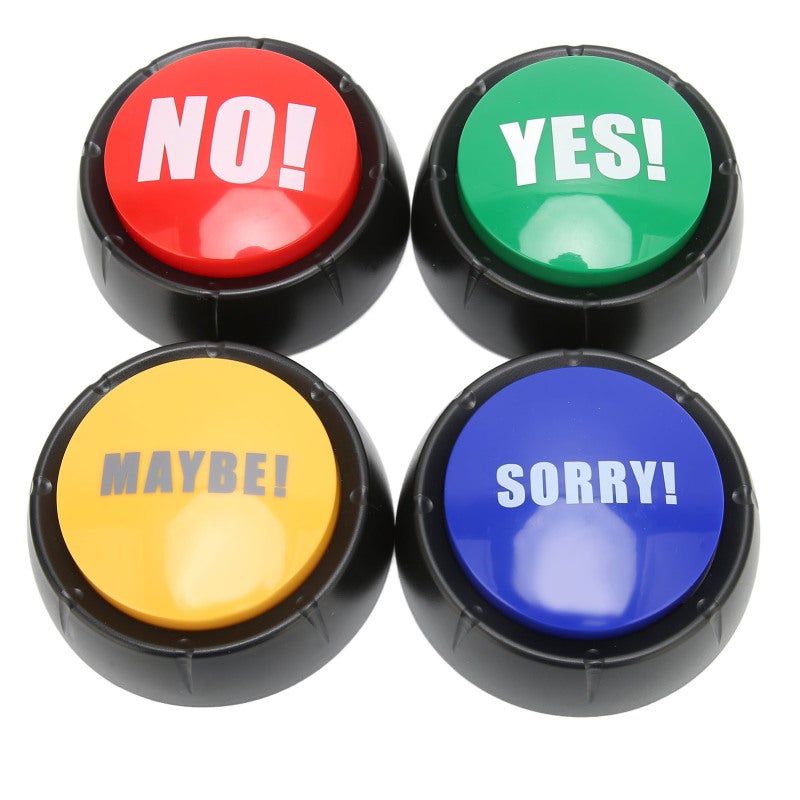 Dog Communication Buttons 4-Pack Pre-Recorded Voice Buttons - Multifunctional Pet Training Buzzer with YES NO SORRY MAYBE Sound Effects - ABS Durable Dog Talking Buttons for Interactive Play - Image 4