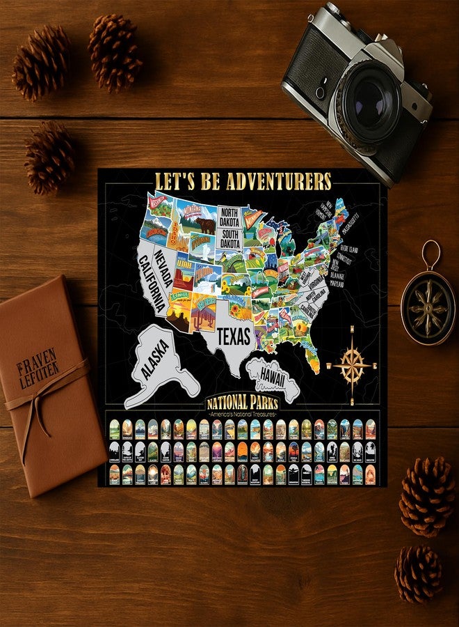 Sensemory ALL 63 US National Park Scratch Off Map, RV Map of States Visited, Best Gifts For People Who Travel, Travel Gifts For Men, White Elephant Gift For Adults - Image 5
