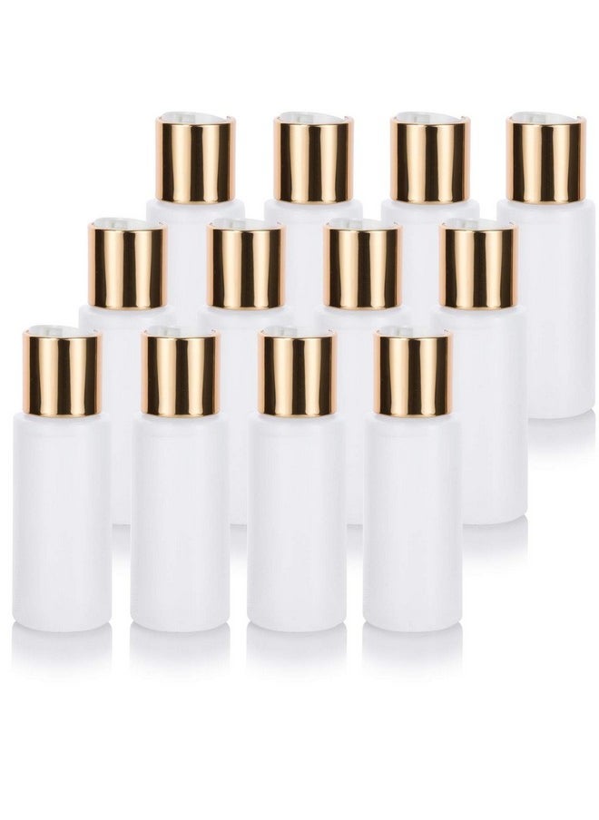 JUVITUS JUVITUS 2 oz Clear Natural Refillable Plastic Squeeze Bottle with Gold Metal Disc Cap Top - (12 Pack)  - Image 1