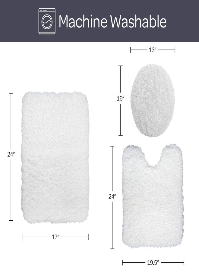 لافيش هوم طقم سجاد حمام فاخر من 3 قطع من لافيش هوم، فائق النعومة، مانع للانزلاق - أبيض - Image 3