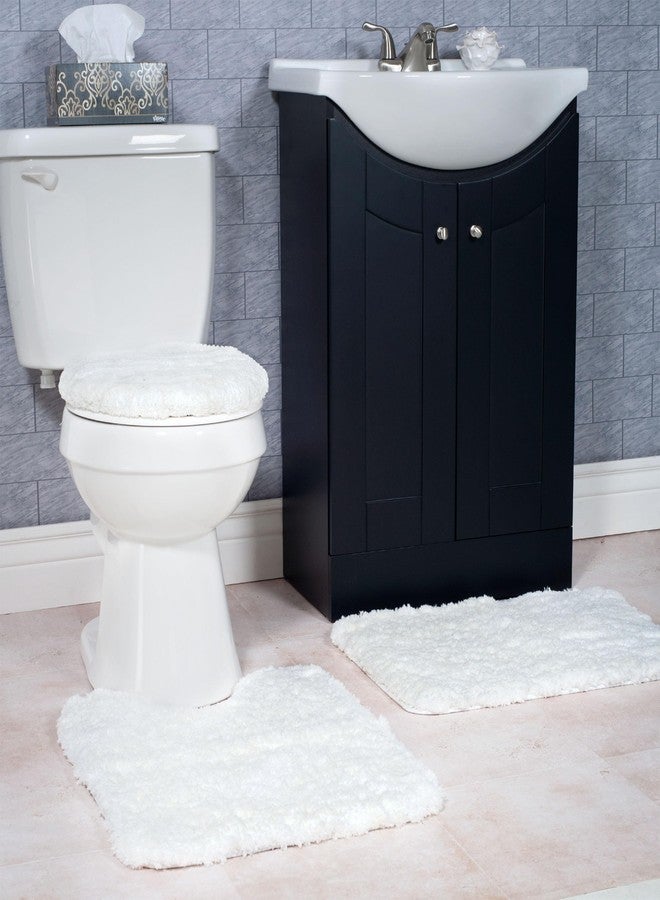 لافيش هوم طقم سجاد حمام فاخر من 3 قطع من لافيش هوم، فائق النعومة، مانع للانزلاق - أبيض - Image 2