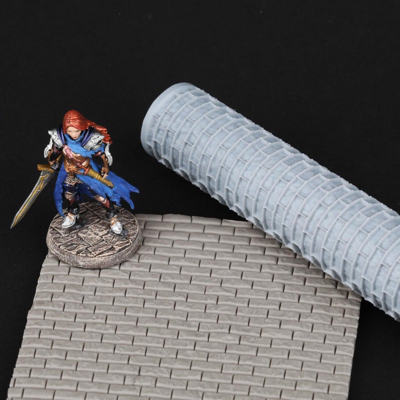 AUSPDICE Texture Roller Expertly Crafted Board Game Accessory for RPG 28mm MiniatureDND Terrain Dungeons and Dragons TTRPG Tabletop Miniatures S411B Large Brick Texture - Image 3