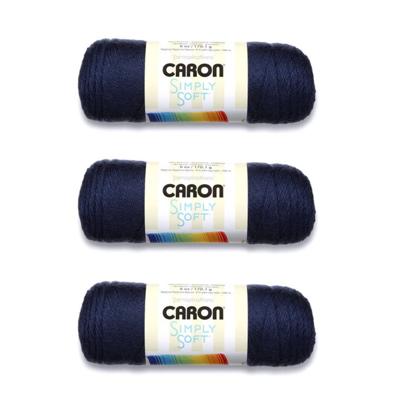 Caron Simply Soft Dark Country Blue Yarn  3 Pack of 170g6oz  Acrylic  4 Medium Worsted  315 Yards  KnittingCrochet