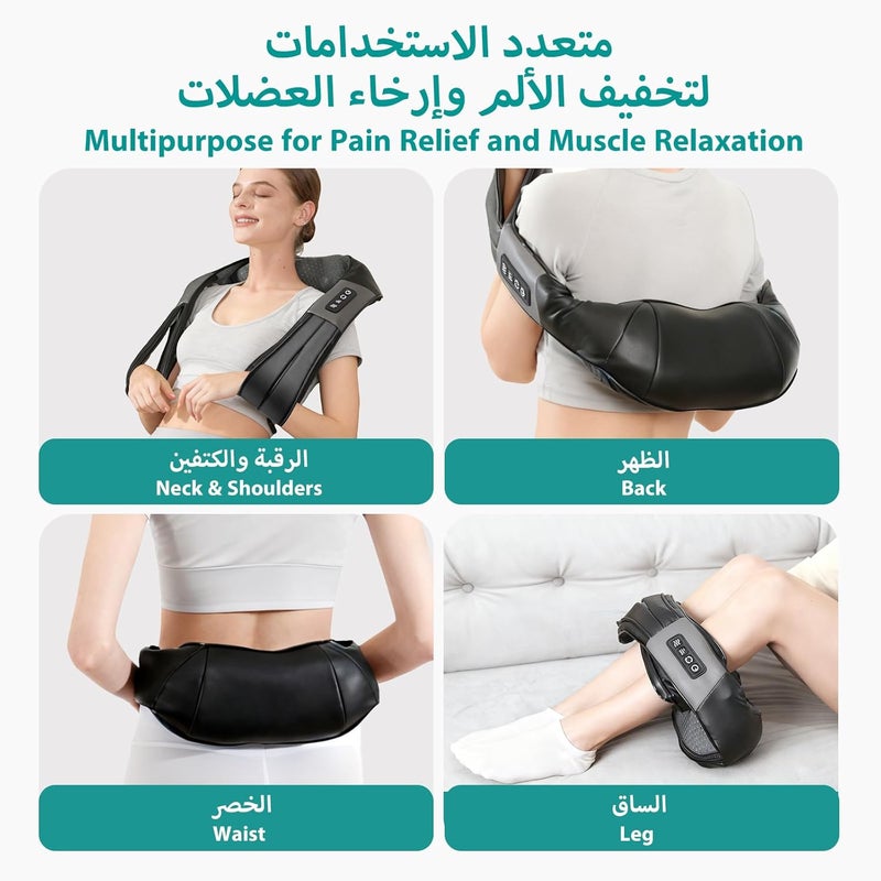 نِك تيك جهاز تدليك الظهر والرقبة والكتف من Nekteck مع حرارة، تدليك شياتسو ثلاثي الأبعاد للأنسجة العميقة كهربائي للاسترخاء، لكرسي المكتب، السيارة والمنزل، أسود - Image 5