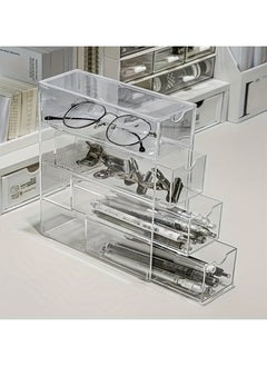 JiFENG 4-Tier Acrylic Organizer - Stackable, Dustproof Storage Solution for Makeup, Jewelry & Office Supplies | Easy-Glide Drawers, Space-Saving Design, Utility Hooks  - Image 1