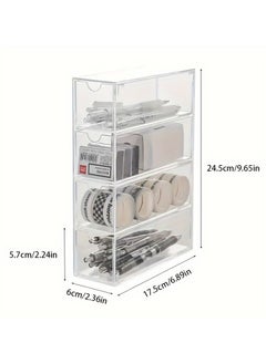 JiFENG 4-Tier Acrylic Organizer - Stackable, Dustproof Storage Solution for Makeup, Jewelry & Office Supplies | Easy-Glide Drawers, Space-Saving Design, Utility Hooks  - Image 2