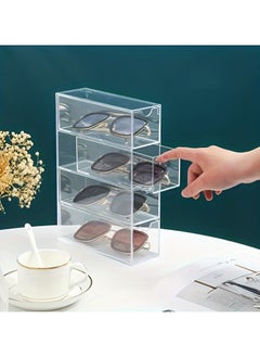 JiFENG 4-Tier Acrylic Organizer - Stackable, Dustproof Storage Solution for Makeup, Jewelry & Office Supplies | Easy-Glide Drawers, Space-Saving Design, Utility Hooks  - Image 3