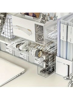 JiFENG 4-Tier Acrylic Organizer - Stackable, Dustproof Storage Solution for Makeup, Jewelry & Office Supplies | Easy-Glide Drawers, Space-Saving Design, Utility Hooks  - Image 5