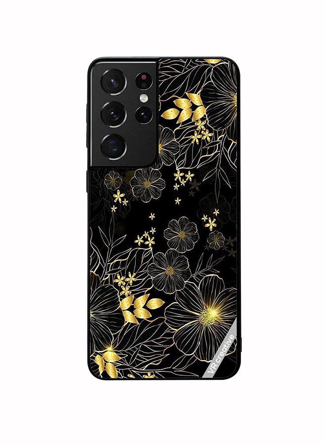 VR CREATIVE Protective Case Cover For Samsung Galaxy S21 Ultra 5G Goldan Flower Design Multicolour - Image 1