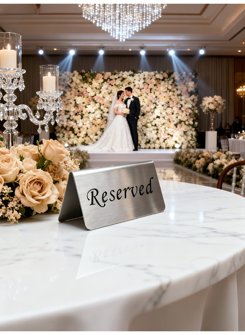 لافتتان طاولة محجوزة من الفولاذ المقاوم للصدأ – قطعتان، 10×6 سم لكل منهما، علامات مكتبية مزدوجة الاستخدام للمطاعم والمقاهي والبارات والفنادق والفعاليات - Image 5