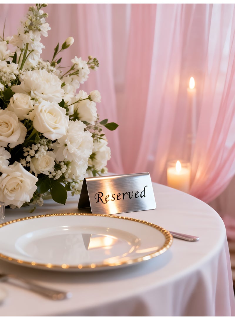 لافتتان طاولة محجوزة من الفولاذ المقاوم للصدأ – قطعتان، 10×6 سم لكل منهما، علامات مكتبية مزدوجة الاستخدام للمطاعم والمقاهي والبارات والفنادق والفعاليات - Image 4