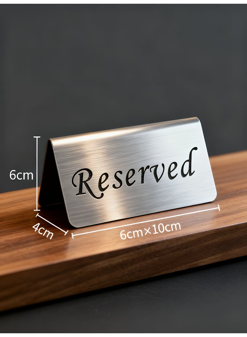 لافتتان طاولة محجوزة من الفولاذ المقاوم للصدأ – قطعتان، 10×6 سم لكل منهما، علامات مكتبية مزدوجة الاستخدام للمطاعم والمقاهي والبارات والفنادق والفعاليات - Image 2