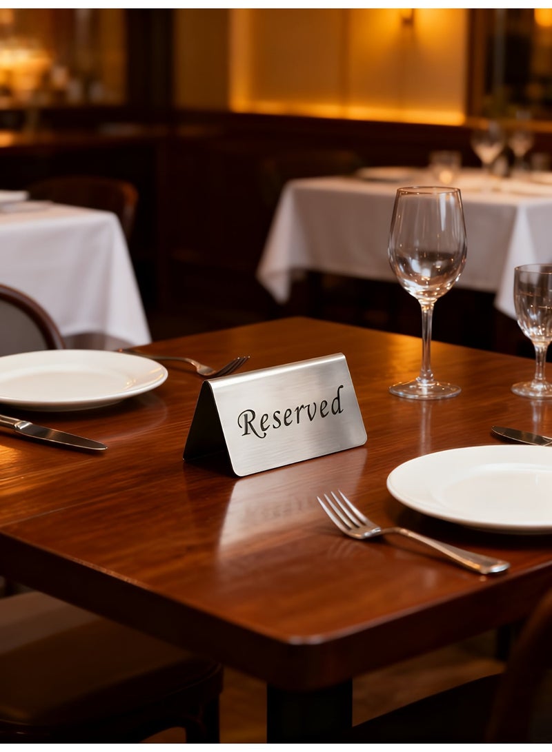TrustMate Stainless Steel Reserved Table Signs – 2 Pieces, 10×6cm Each, Durable Double-Sided Desk Markers for Restaurants, Cafés, Bars, Hotels, and Events - Image 2