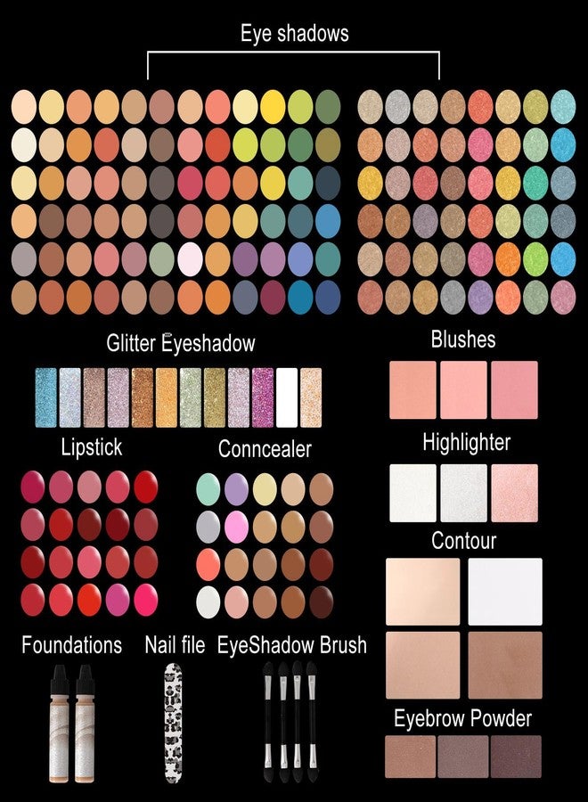 MISS ROSE M 187 Colors Professional Makeup Palette - All-in-One Kit With Eye Shadows, Lipsticks, Mascara, Foundations, Blushes, Brow Pencils, Nail File - Makeup Gift Set for Women and Girls - Image 4
