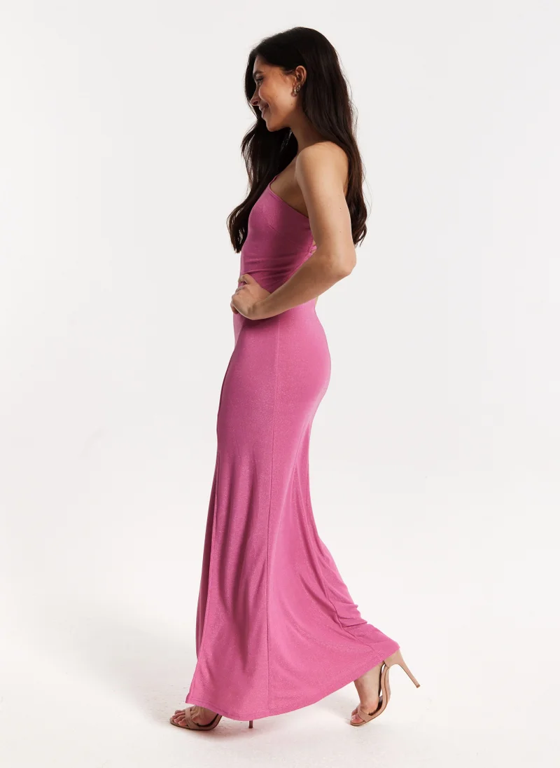 Liquorish فستان ماكسي وردي بكتف واحد من خيوط اللوركس