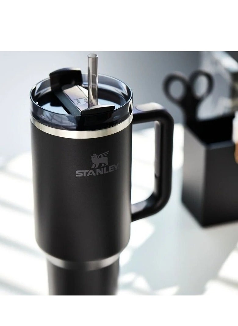Stanley - Quencher H2.0 FlowState 40 oz Vacuum Insulated Tumbler with Lid and Straw – Black | Leak-Resistant, Portable Stainless Steel Travel Mug for Hot & Cold Drinks | Durable, Reusable, Eco-Friendly Flask for Office, Gym, Car, & Outdoor Use - Image 1