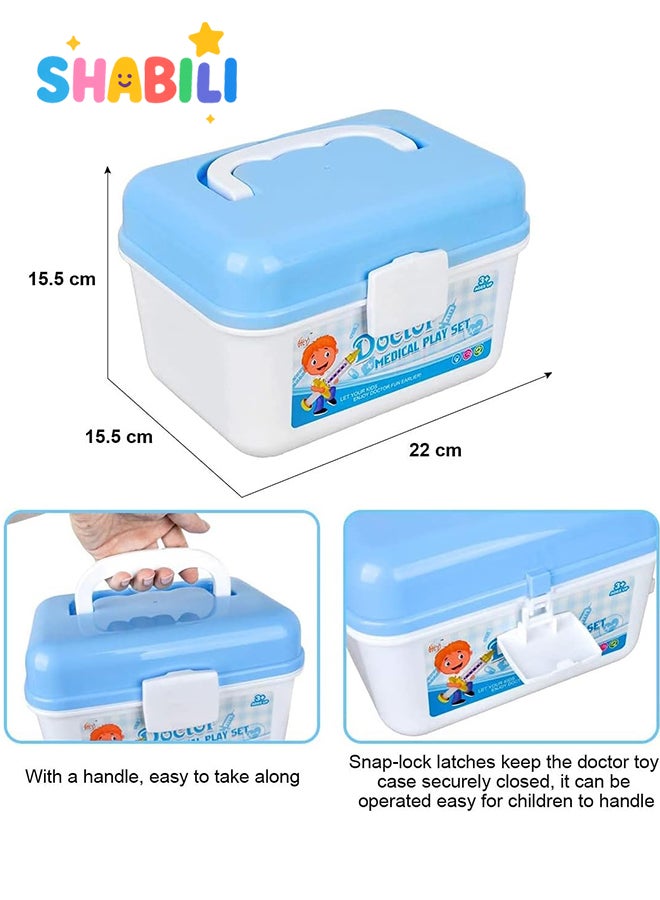 شبيلي طقم طبيب لعب للأطفال ٣٥ قطعة بأدوات ضوء وصوت مع بطاريات زر مدمجة وحقيبة حمل زرقاء ومعطف وقبعة، لعبة تقمّص أدوار هدية للأولاد والبنات عمر ٣+ - Image 4