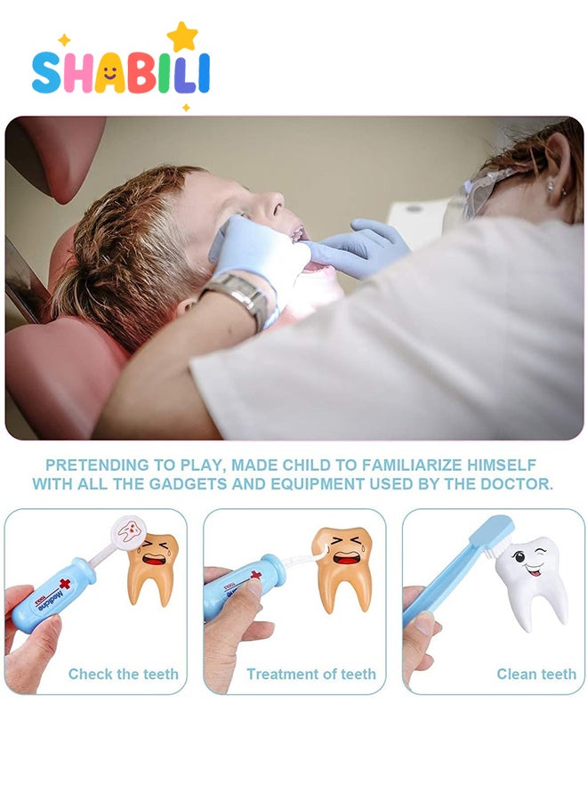 شبيلي طقم طبيب لعب للأطفال ٣٥ قطعة بأدوات ضوء وصوت مع بطاريات زر مدمجة وحقيبة حمل زرقاء ومعطف وقبعة، لعبة تقمّص أدوار هدية للأولاد والبنات عمر ٣+ - Image 5