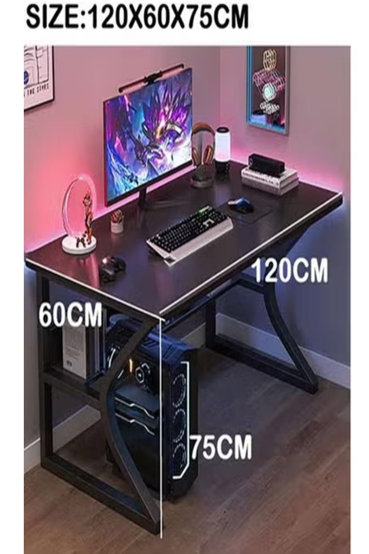AGD K-Shape Computer Gaming Table with Sturdy and Easy-to-Assemble Desktop (Black)  - Image 1