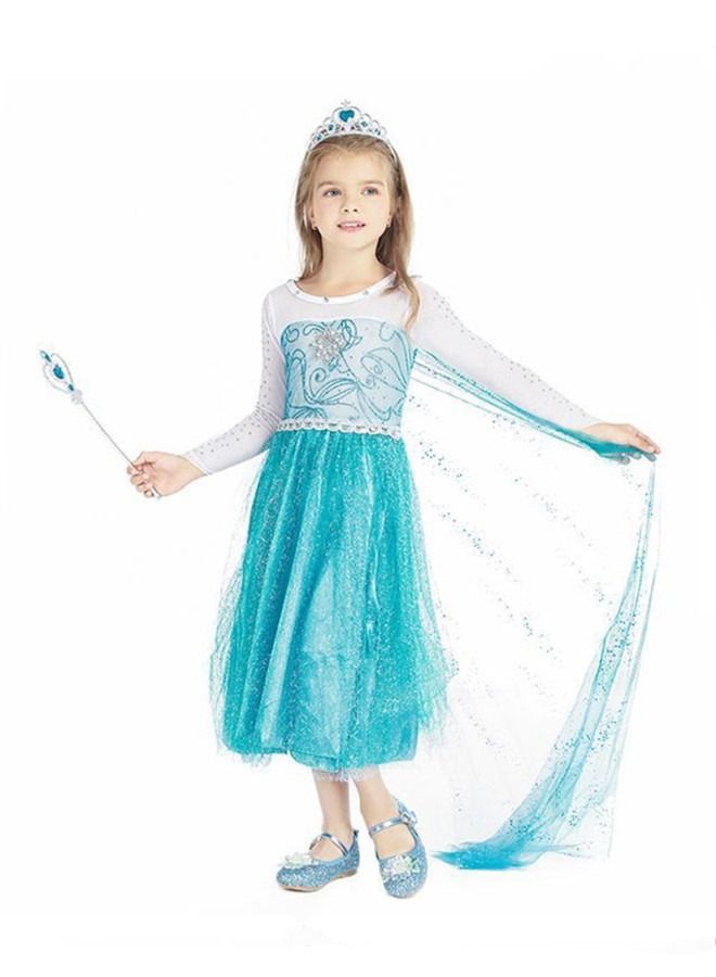 ISank Princess Dress  Birthday Costume Sky Blue  - Image 4