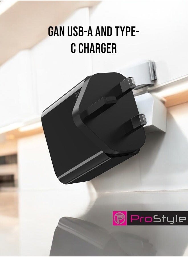 Prostyle 48W Fast Charger, GaN USB-A and Type-C Charger for Samsung S24, S23, iPhone 16 Series, iPad, MacBook, Steam Deck, and More - Black  - Image 2