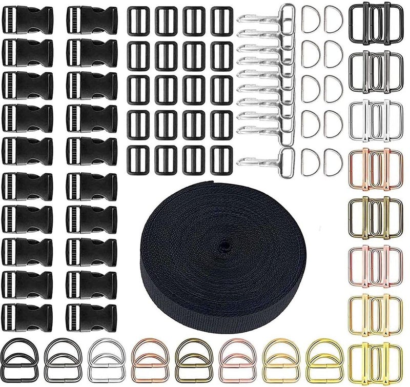 DIY Crafts DIY DIYC14606 Crafts Side Slide Release Buckles TriGlide Slides Nylon Webbing Straps 5 Pcs Swivel Clasps Antique Silver  - Image 1