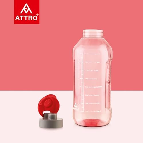 ATTRO Ultra Pro Motivational 1.5-Liter BPA-Free Water Bottle with Leak-Proof Flip-Top Cap, Nylon Strap and Stylish Color for Daily Hydration- Red - Image 3