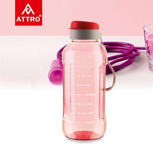 ATTRO Ultra Pro Motivational 1.5-Liter BPA-Free Water Bottle with Leak-Proof Flip-Top Cap, Nylon Strap and Stylish Color for Daily Hydration- Red - Image 2