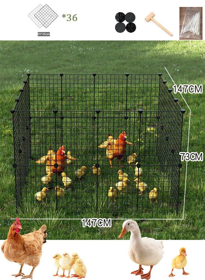 2 Tiers Outdoor Metal Chicken Coop Large Walk-in Chicken Run Pen Fence Chicken Cages Small Animal Playpen Indoor Enclosure for Rabbits Chickens Cats Small Animals(36 PCS) - Image 1