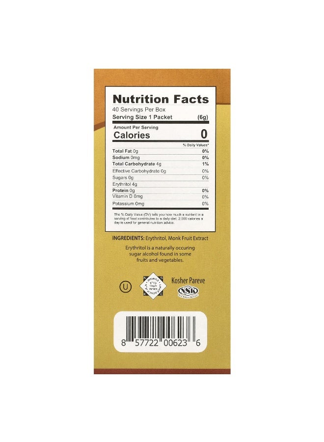 Health Garden, All-Natural Monk Fruit Sweetener, Classic, 40 Packets, 0.21 oz (6 g) Each - Image 2