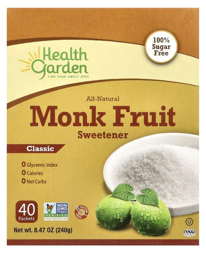 Health Garden, All-Natural Monk Fruit Sweetener, Classic, 40 Packets, 0.21 oz (6 g) Each - Image 1