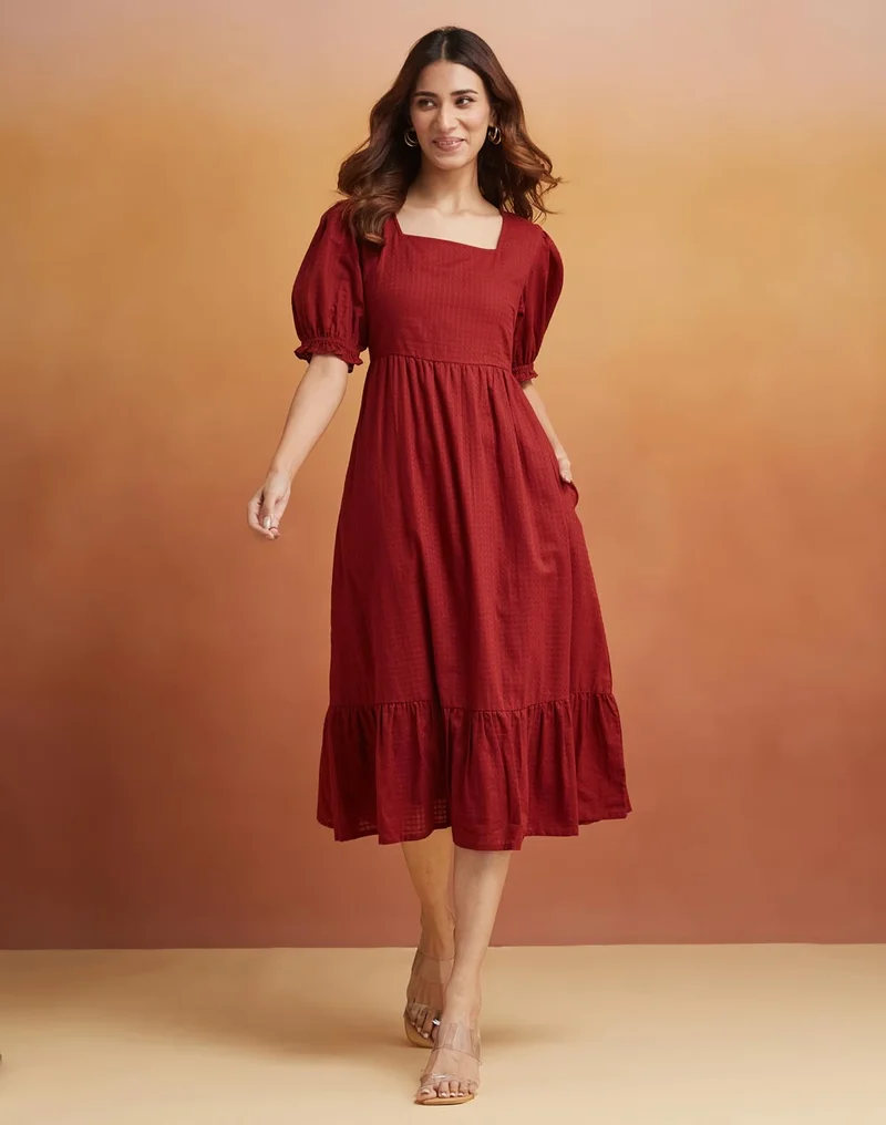 Fabindia Ruffled Midi Dress