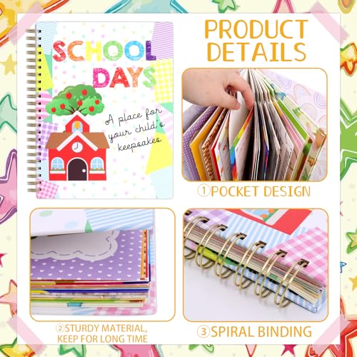 Fancy Land School Memory Book Hardcover Album Scrapbook Keepsake from Preschool Through 12th Grade with 14 Pockets School Photo Pictures Storage Graduation Gifts - Image 3