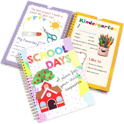 Fancy Land School Memory Book Hardcover Album Scrapbook Keepsake from Preschool Through 12th Grade with 14 Pockets School Photo Pictures Storage Graduation Gifts - Image 1