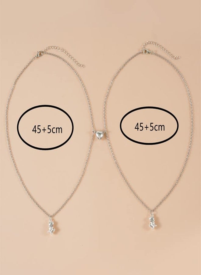yaozeio Dinosaur Friendship Necklaces for 2 Heart Necklace for Couples Gifts for Boyfriend Girlfriend Husband Wife Christmas Birthday Gift - Image 4