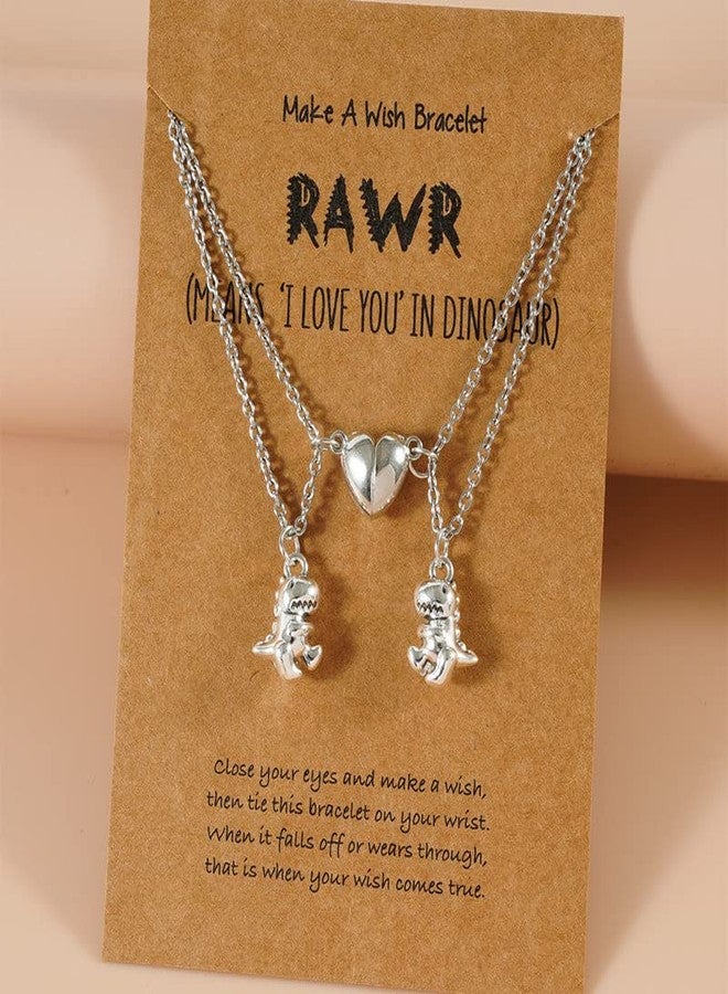 yaozeio Dinosaur Friendship Necklaces for 2 Heart Necklace for Couples Gifts for Boyfriend Girlfriend Husband Wife Christmas Birthday Gift - Image 5