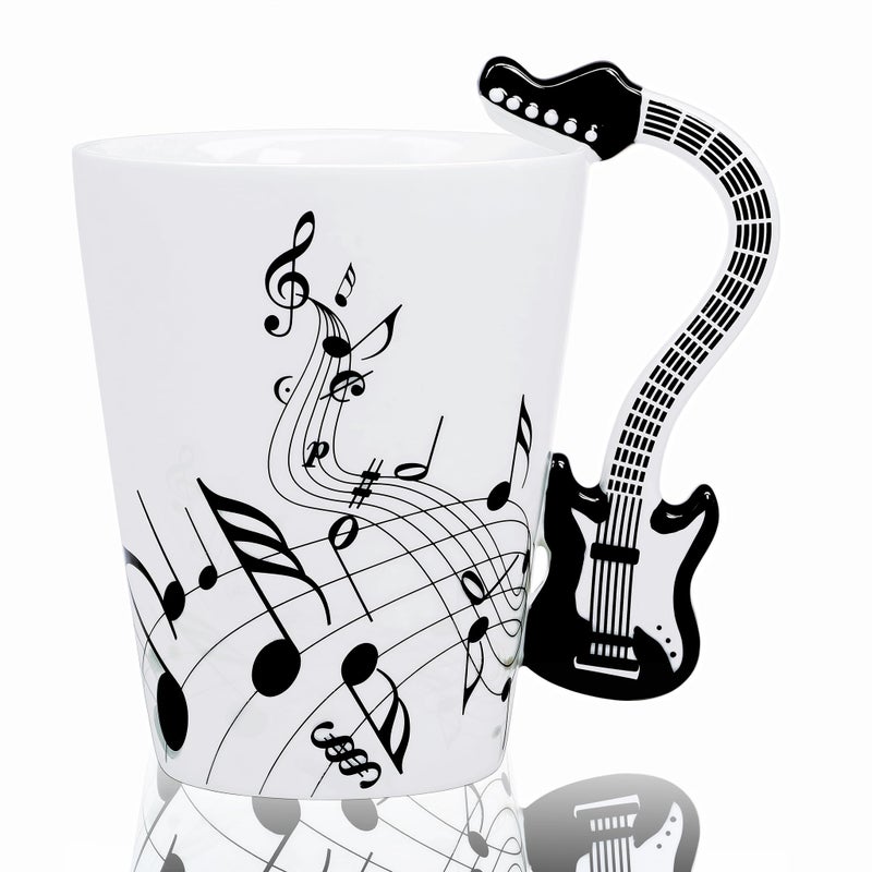 LanHong Guitar Mug Double Musical Notes Guitar Coffee Mug Gifts for Guitar Players - 13.5 oz Guitar Cup Novelty Musician Gift, Rock and Roll Coffee Mug Christmas Birthday Gifts for Men Women - Image 1
