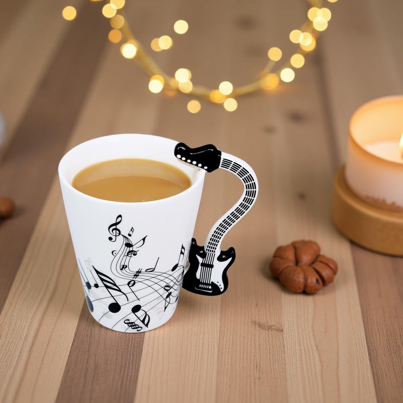 LanHong Guitar Mug Double Musical Notes Guitar Coffee Mug Gifts for Guitar Players - 13.5 oz Guitar Cup Novelty Musician Gift, Rock and Roll Coffee Mug Christmas Birthday Gifts for Men Women - Image 4