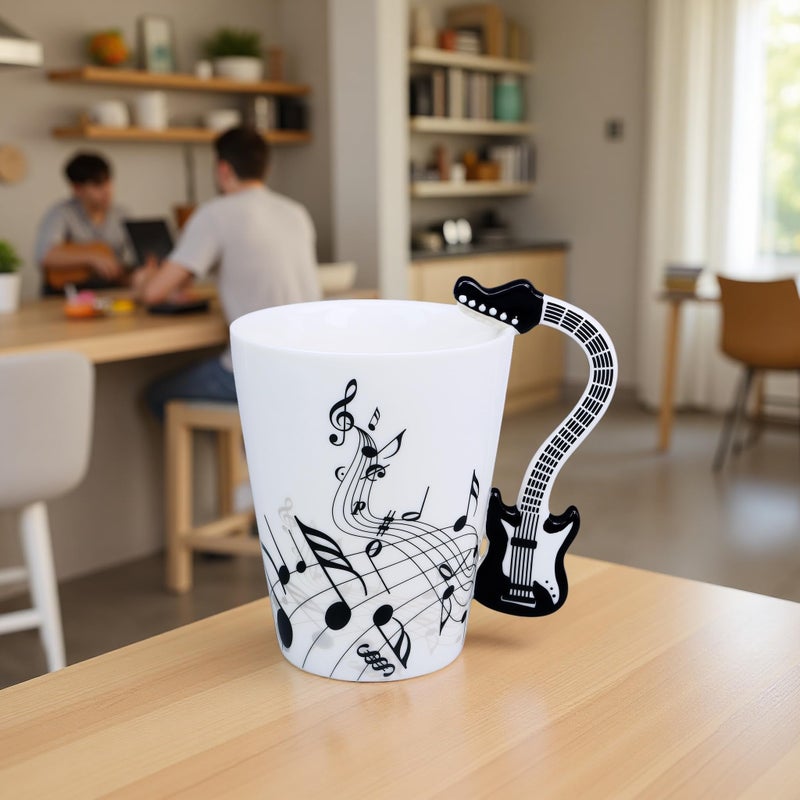 LanHong Guitar Mug Double Musical Notes Guitar Coffee Mug Gifts for Guitar Players - 13.5 oz Guitar Cup Novelty Musician Gift, Rock and Roll Coffee Mug Christmas Birthday Gifts for Men Women - Image 5