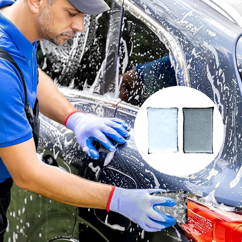 TERRIFI Car Detailing Pads, 4 Pack Double Sided Cleaning Pads for Interior and Exterior Care, Reusable Wash Scrub Applicator for Leather, Plastic, Seats, Panels, Glass and Trim, Grey & White - Image 2