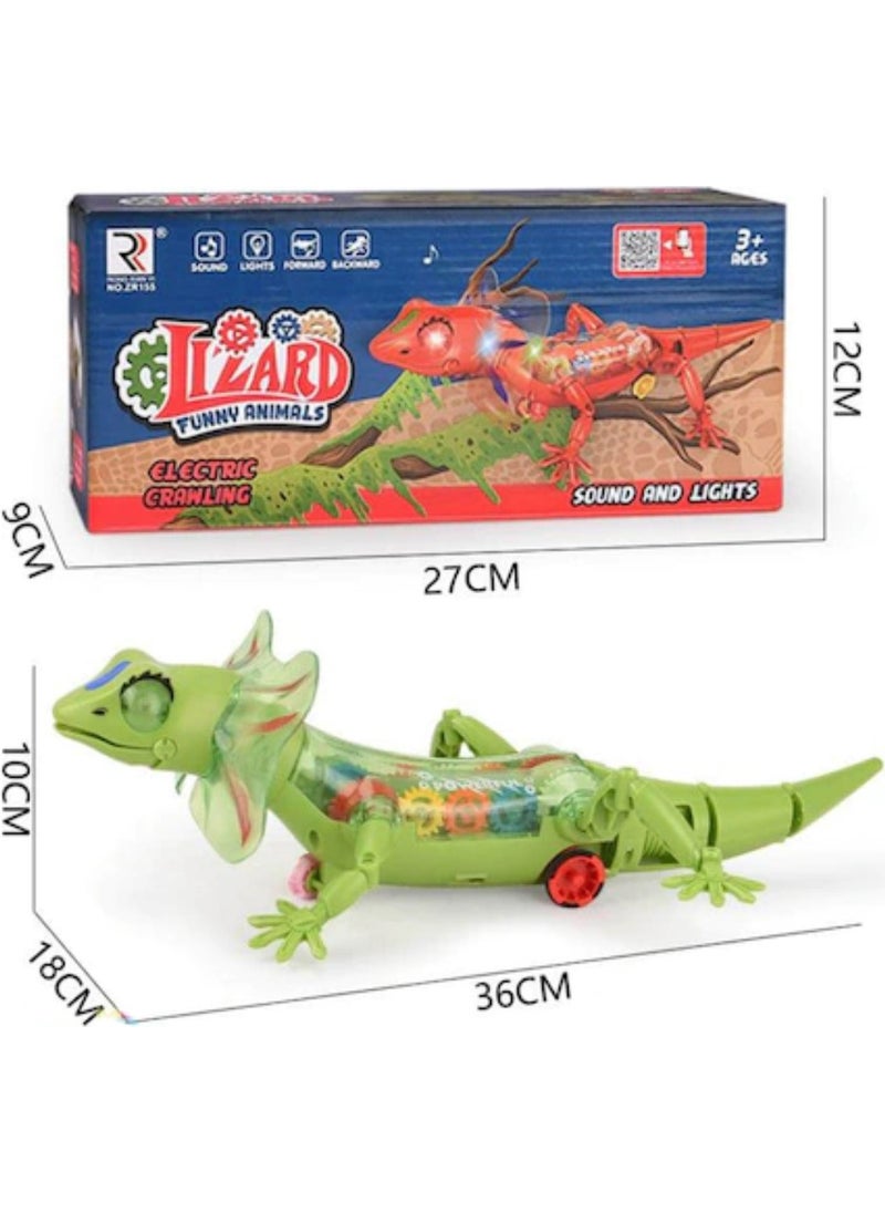 Pop Şeker - PopCandy Toy Robot Lizard With Sound Light and Walk 36CM. Battery Robot Lizard - Image 1