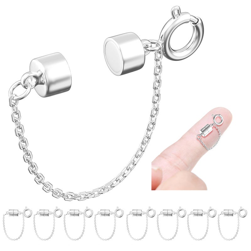 MKCYD 8Pcs Magnetic Bracelet Clasps and Closures with Safety Chain Never Fall Silver Bracelet Extender Converter Magnetic Clasps for Women - Image 1